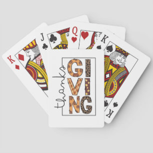 Happy Thanksgiving Leopard Print Rainbow Turkey Poker Cards