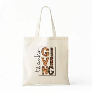 Happy Thanksgiving Leopard Print Rainbow Turkey  Tote Bag