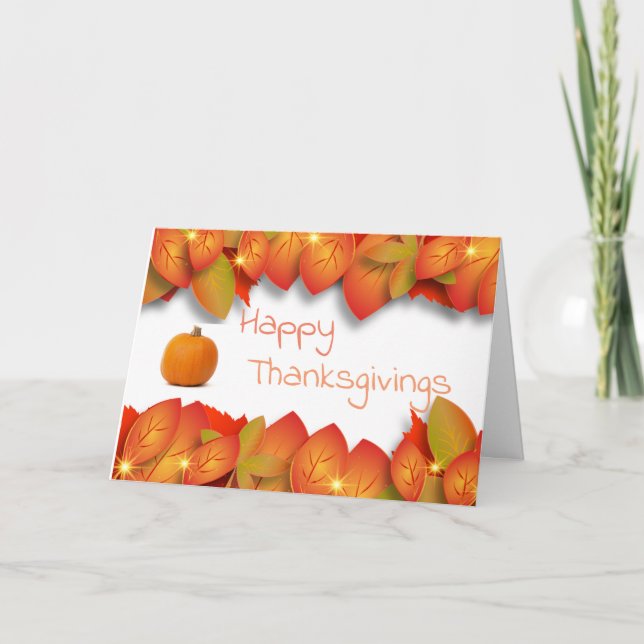 Happy Thanksgiving Letterpress Thank You Card (Front)