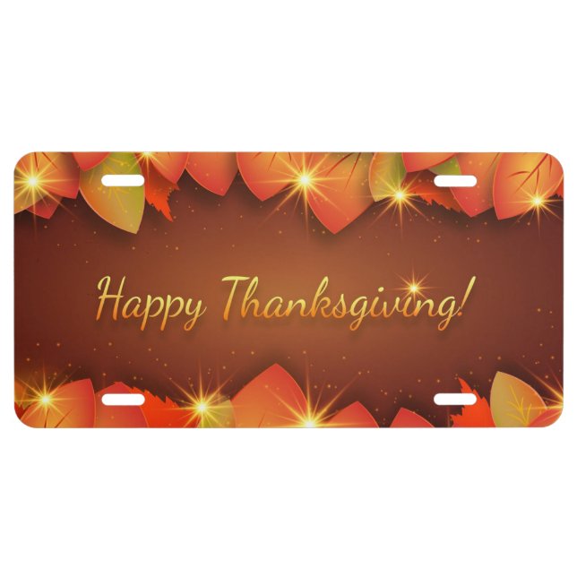 Happy Thanksgiving License Plate (Front)