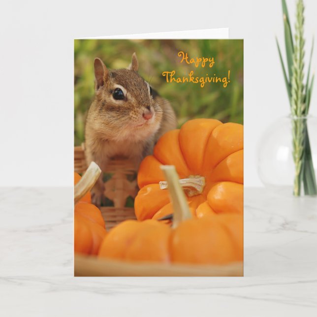 Happy Thanksgiving Little Chipmunk Card (Front)