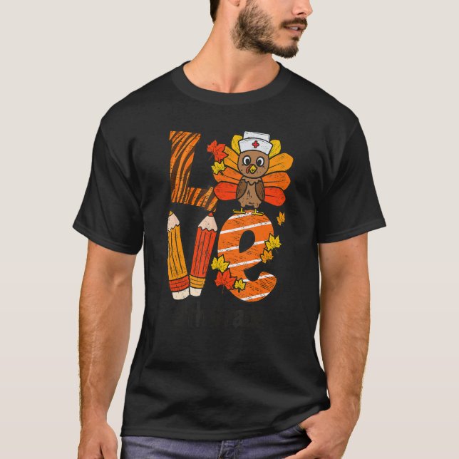 Happy Thanksgiving Love 8th Grade Teacher Turkey A T-Shirt (Front)