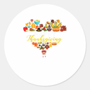 Happy Thanksgiving Love Heart Thanksgiving Classic Round Sticker