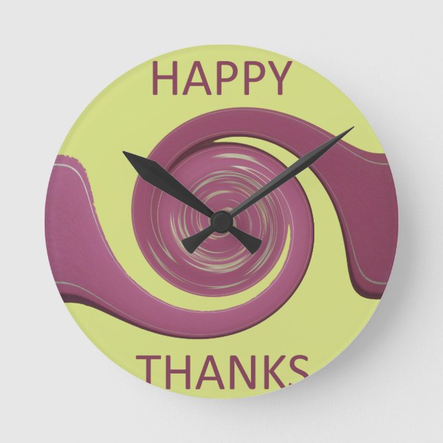 Happy Thanksgiving Lovely Amazing Text Art Design Round Clock (Front)