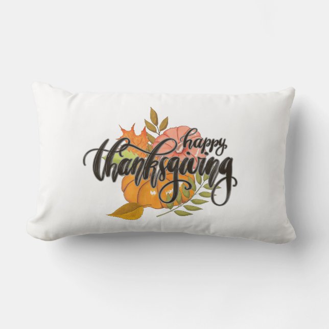 Happy Thanksgiving Lumbar Pillow (Front)