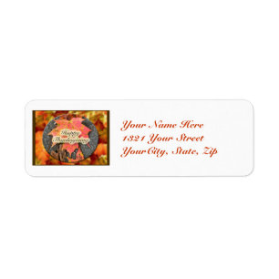 Happy Thanksgiving Maple Leaf Address Label