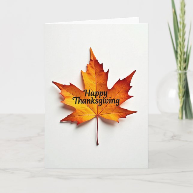 Happy Thanksgiving Maple Leaf Card (Front)
