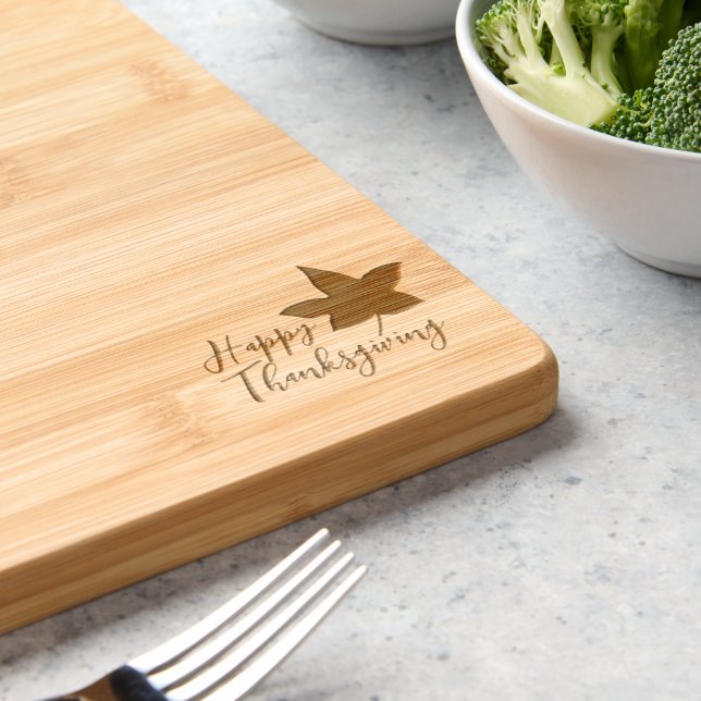 Happy Thanksgiving Maple Leaf Engraved Cutting Board (Kitchen)