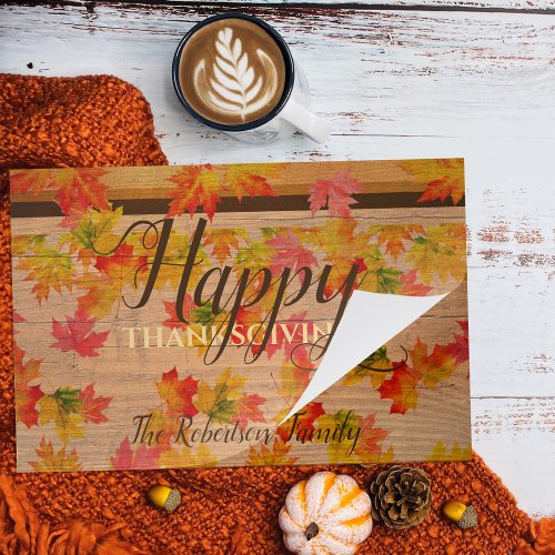 Happy Thanksgiving Maple Leaves Paper Placemat