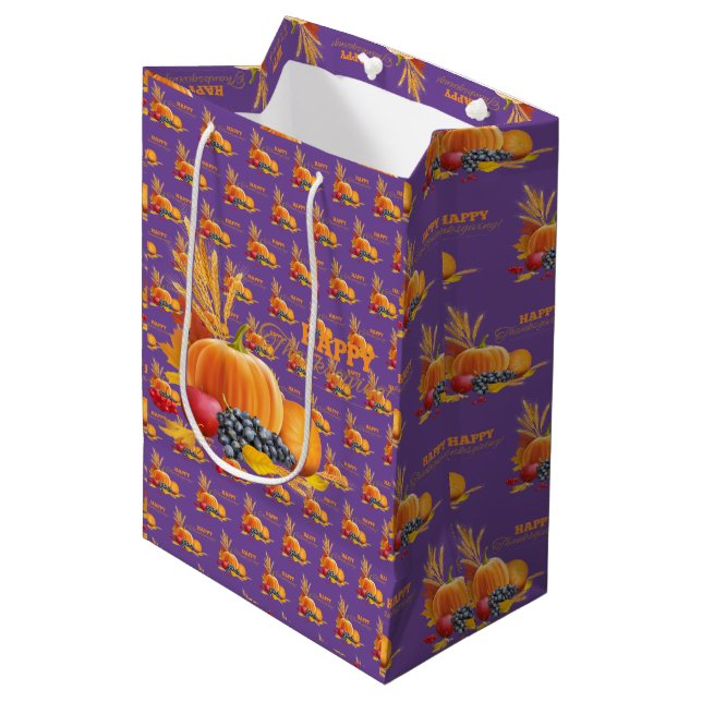 Happy Thanksgiving Medium Gift Bag (Front Angled)