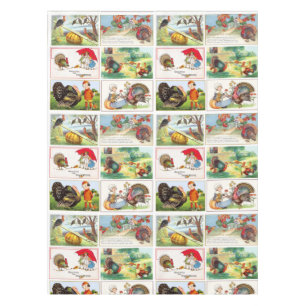 Happy Thanksgiving Medley Vintage Postcard Tablecloth