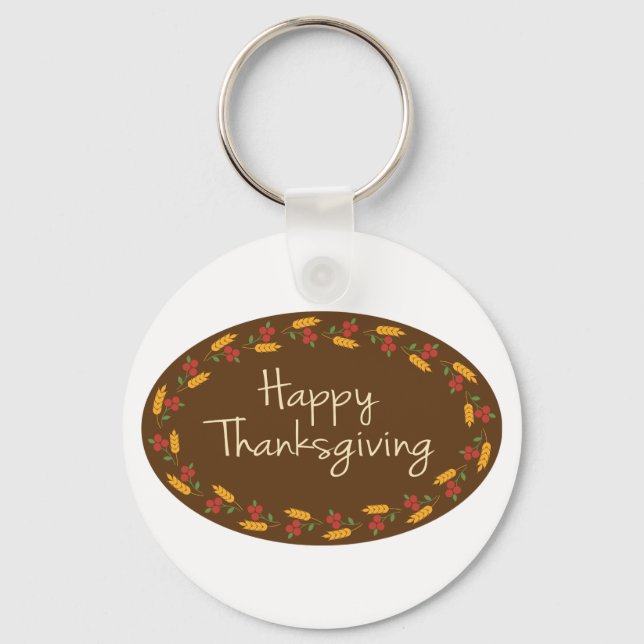 Happy Thanksgiving Message Keychain (Front)