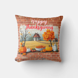 Happy Thanksgiving Modern Beautiful Fall Throw Pillow