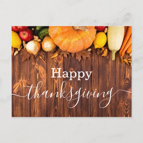 happy thanksgivingmodern script holiday photo postcard
