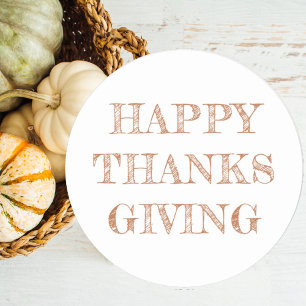 Happy Thanksgiving Modern Simple Burnt Orange Classic Round Sticker