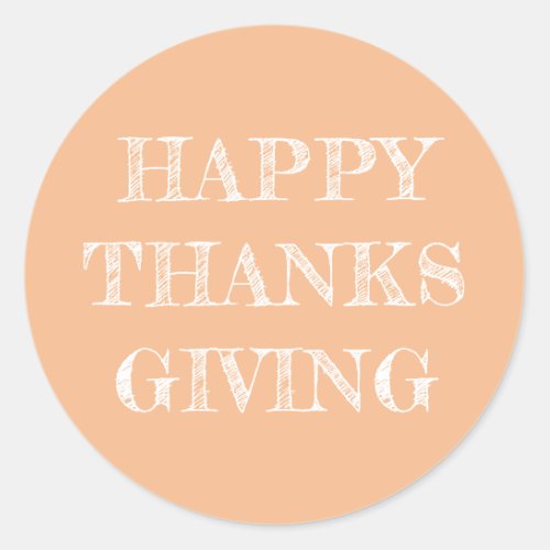 Happy Thanksgiving Modern Simple Pumpkin Orange Classic Round Sticker