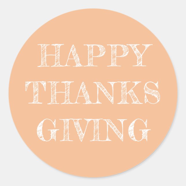 Happy Thanksgiving Modern Simple Pumpkin Orange Classic Round Sticker (Front)