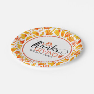 Happy Thanksgiving modern typography design Paper Plates