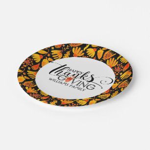Happy Thanksgiving Modern Typography Paper Plates
