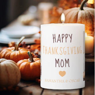 Happy Thanksgiving Mom 2 Photos Pillar Candle