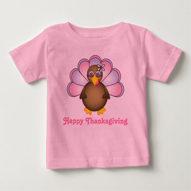 Happy Thanksgiving Mrs. Turkey Baby T-Shirt (Front)