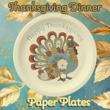 Happy Thanksgiving Muted Color Turkey Paper Plate