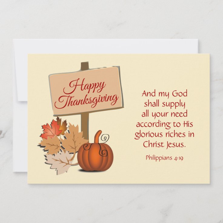 HAPPY THANKSGIVING My God Shall Supply Christian Holiday Card | Zazzle