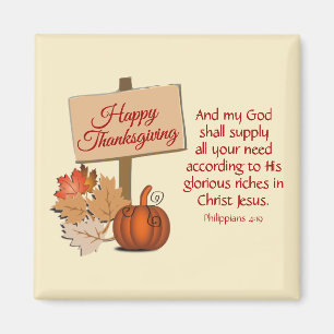 HAPPY THANKSGIVING My God Shall Supply Phil 4:19 Magnet