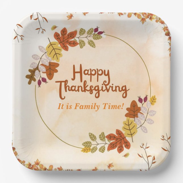 Happy Thanksgiving Napkins: Paper Plates (Front)