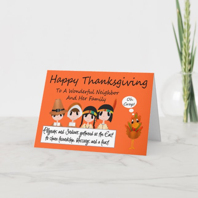 Happy Thanksgiving Neighbor/Family Greeting Card (Front)