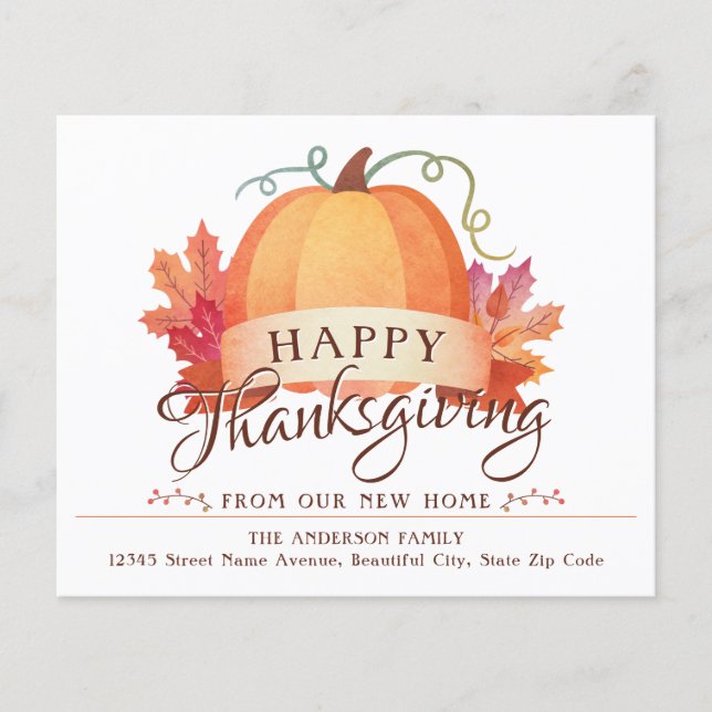 Happy Thanksgiving New Address Home Pumpkin Moving (Front)