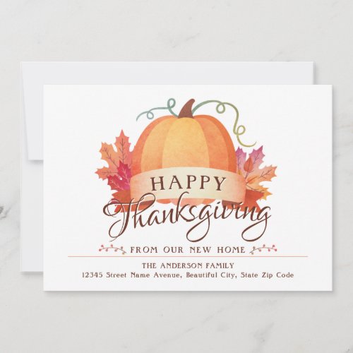 Happy Thanksgiving New Address Home Pumpkin Moving Announcement