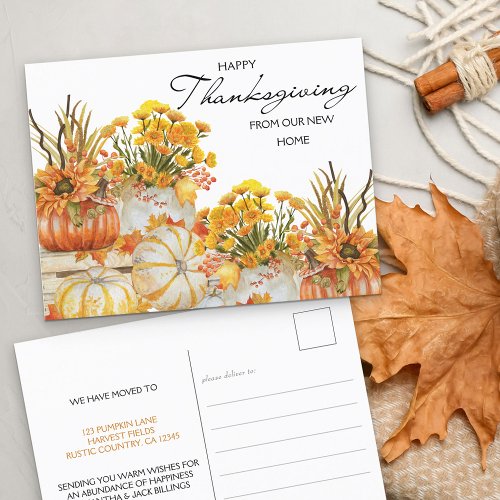 Happy Thanksgiving New Home Pumpkin Harvest Holiday Postcard