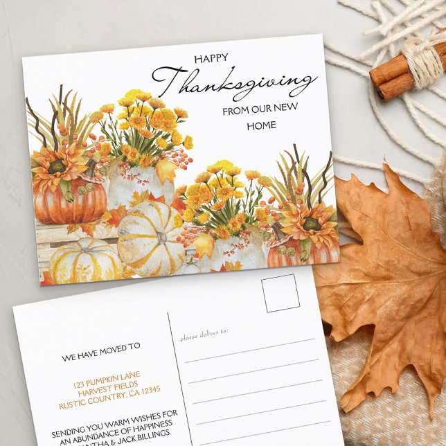Happy Thanksgiving New Home Pumpkin Harvest Holiday Postcard (Creator Uploaded)