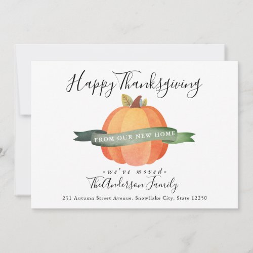 Happy Thanksgiving New Home Pumpkin Holiday Moving Announcement
