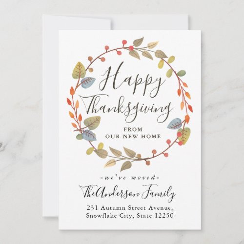 Happy Thanksgiving New Home Wreath Holiday Moving Announcement