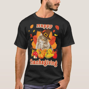 Happy Thanksgiving Norwegian Forest Cat I'm Thankf T-Shirt