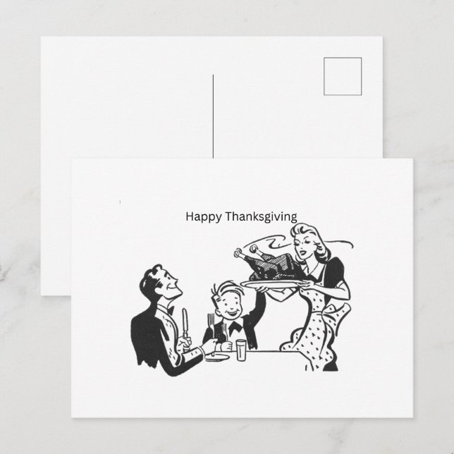 Happy Thanksgiving Note Card, Post Card (Front/Back)