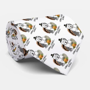 Happy Thanksgiving Old English Sheepdog Gray 1 Fun Neck Tie