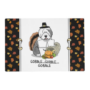 Happy Thanksgiving Old English Sheepdog Gray 1 Fun Placemat