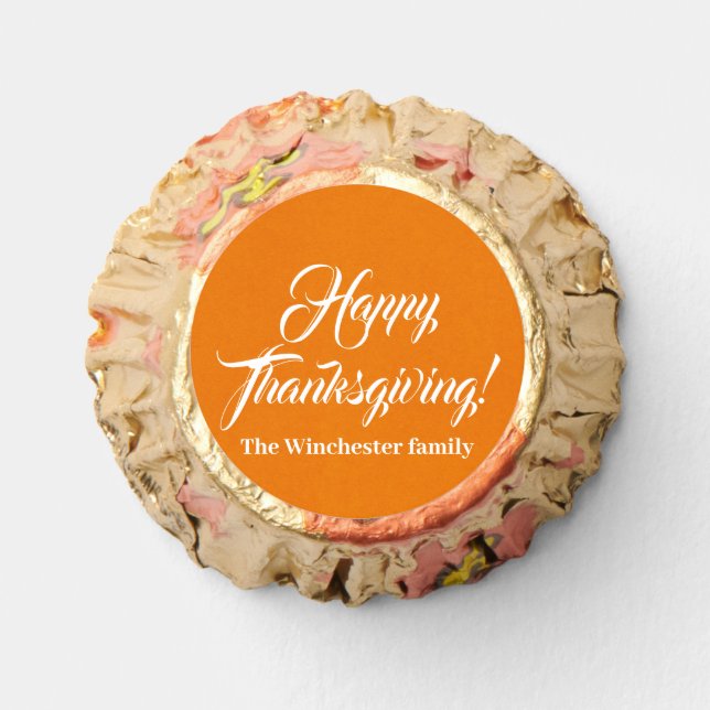 Happy Thanksgiving orange custom script text photo Reese's Peanut Butter Cups (Front)