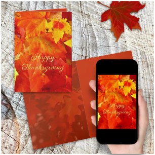 Happy Thanksgiving Orange Leaves Message Cards