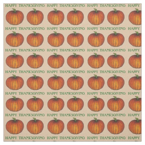 Happy Thanksgiving Orange Pumpkin Autumn Fall Fabric