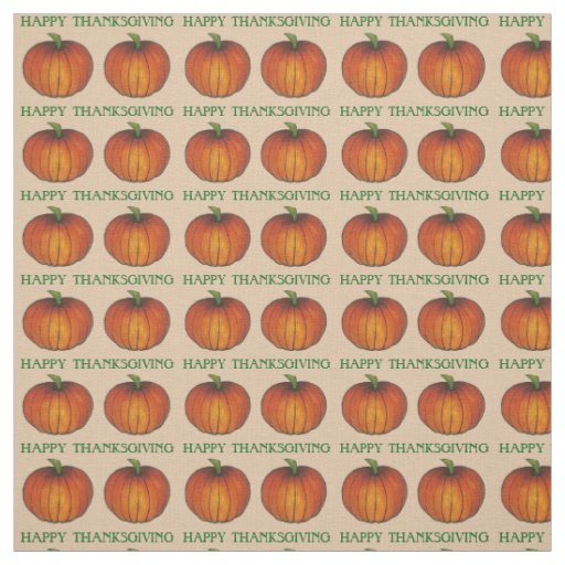 Happy Thanksgiving Orange Pumpkin Autumn Fall Fabric