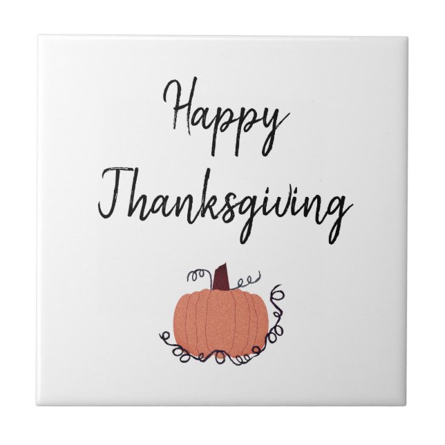 Happy Thanksgiving Orange Pumpkin  Ceramic Tile (Front)