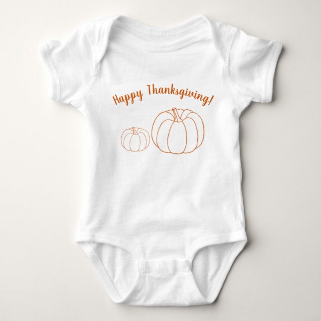 Happy Thanksgiving orange pumpkin custom cute Baby Bodysuit (Front)