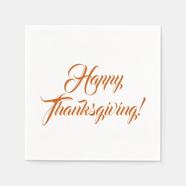 Happy Thanksgiving orange spice custom script text Napkins (Front)
