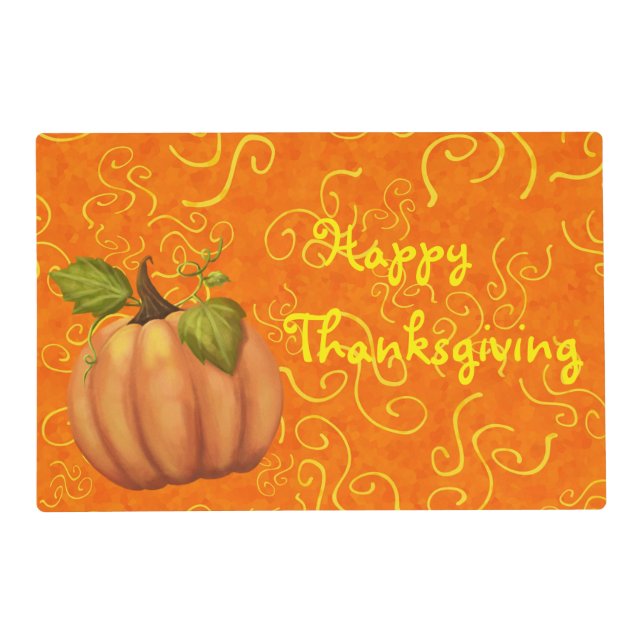 Happy Thanksgiving Orange Swirls  Placemat (Front)