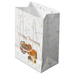Happy Thanksgiving Orange Truck with Pumpkins Medium Gift Bag