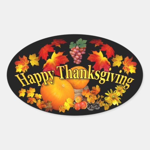 Happy Thanksgiving  Oval Sticker